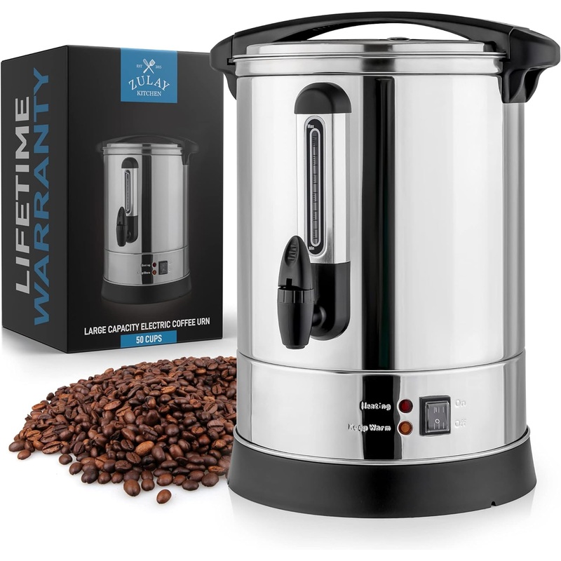 Zulay 50 Cup Fast Brew Stainless Steel Coffee Urn – BPA-Free Commercial Coffee Maker for Catering – Easy Two Way Hot Beverage Dispenser | Bigbigmart.com