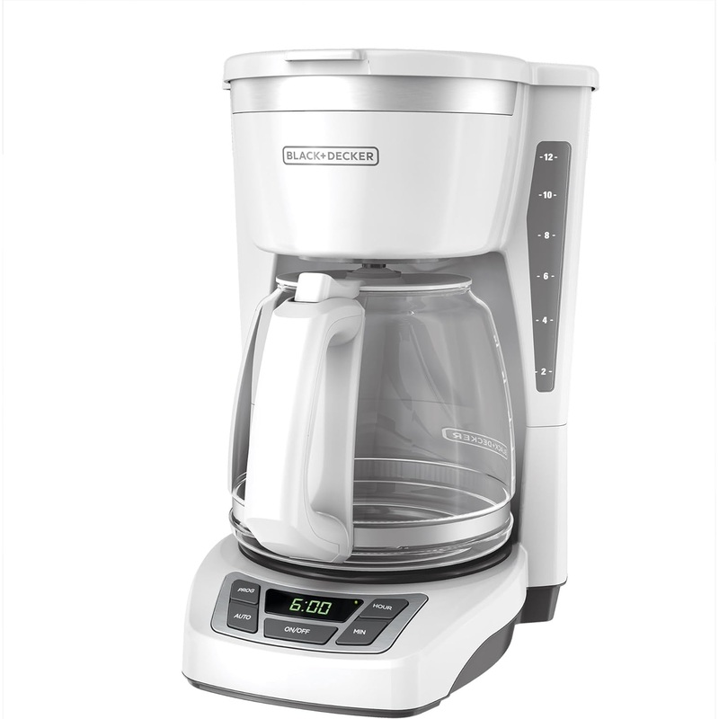 BLACK+DECKER 12-Cup Digital Coffee Maker, CM1160W, Programmable, Washable Basket Filter, Sneak-A-Cup, Auto Brew, Water Window, Keep Hot Plate, White | Bigbigmart.com