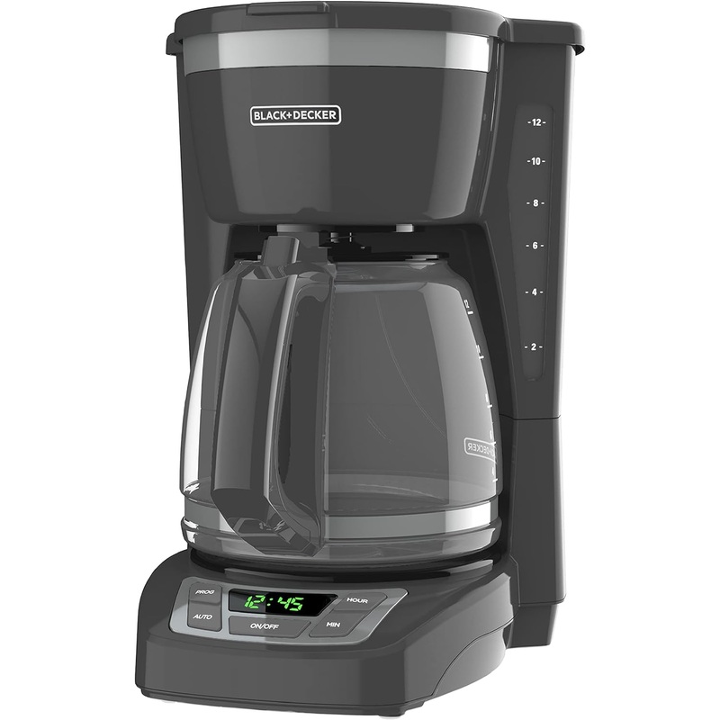 BLACK+DECKER 12-Cup Digital Coffee Maker, CM1165GY, Programmable, Washable Basket Filter, Sneak-A-Cup, Auto Brew, Water Window, Keep Hot Plate, Grey | Bigbigmart.com