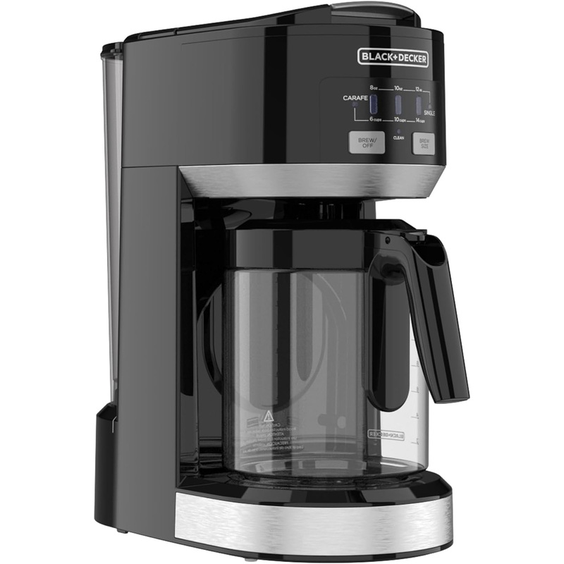 Black+Decker Dual Brew 14-Cup Carafe Single Serve Coffee Maker with Auto-Clean Function, Compact Design, K-Cup & Reusable Ground Filter Compatible with 70 oz. Water Reservoir & Fast Brew Technology | Bigbigmart.com