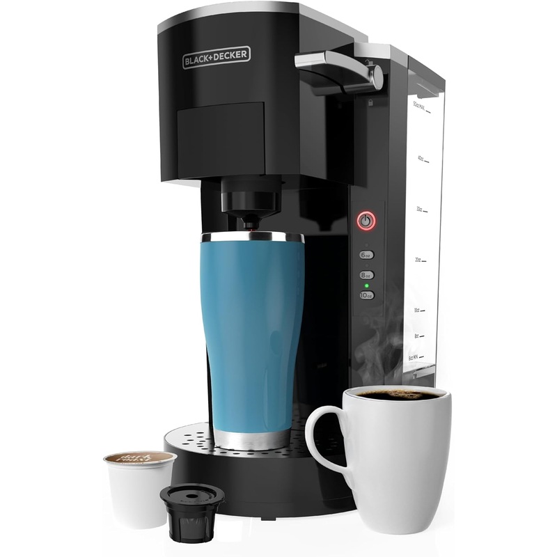 BLACK+DECKER Family Single Serve K-Cup Brewer: Large 50oz Water Reservoir, Versatile Ground Coffee & K-Cup Compatibility, Adjustable Tray for Travel Mugs | Bigbigmart.com