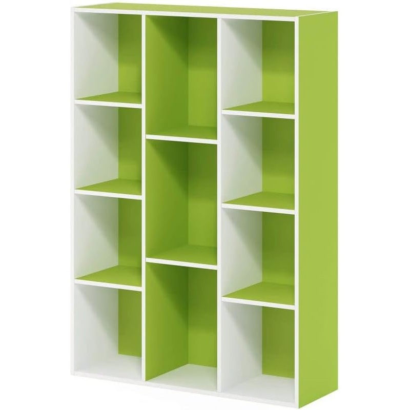 FURINNO 11107WH-GR 7 Reversible, 11-Cube, White Green | Bigbigmart.com