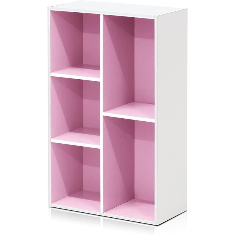 Furinno 5-Cube Reversible Open Shelf, White/Pink 11069WH/PI | Bigbigmart.com