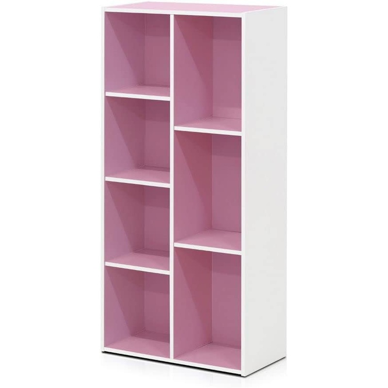 Furinno 7-Cube Reversible Open Shelf, White/Pink 11048WH/PI | Bigbigmart.com