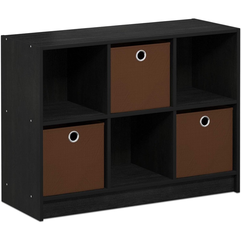 Furinno Basic 3×2 Cube Storage Bookcase Organizer with Bins, Americano/Brown | Bigbigmart.com