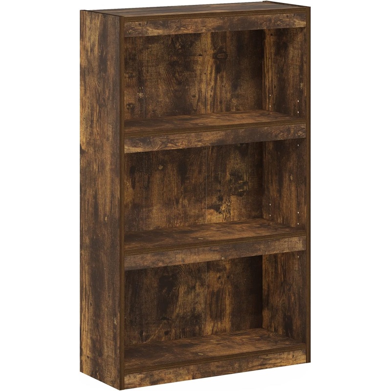 Furinno Jaya Enhanced Home Bookcase 3-Tier Adjustable Bookshelf, Amber Pine | Bigbigmart.com