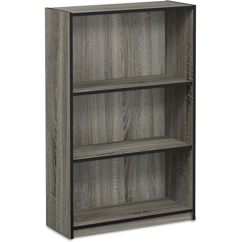 FURINNO JAYA Simple Home 3-Tier Adjustable Shelf Bookcase, French Oak Grey | Bigbigmart.com