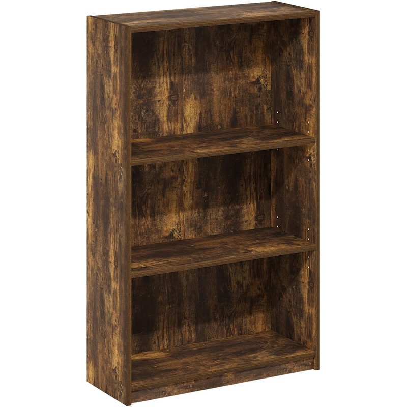 Furinno Jaya Simply Home Adjustable Shelf Bookcase, 3-Tier, Amber Pine | Bigbigmart.com