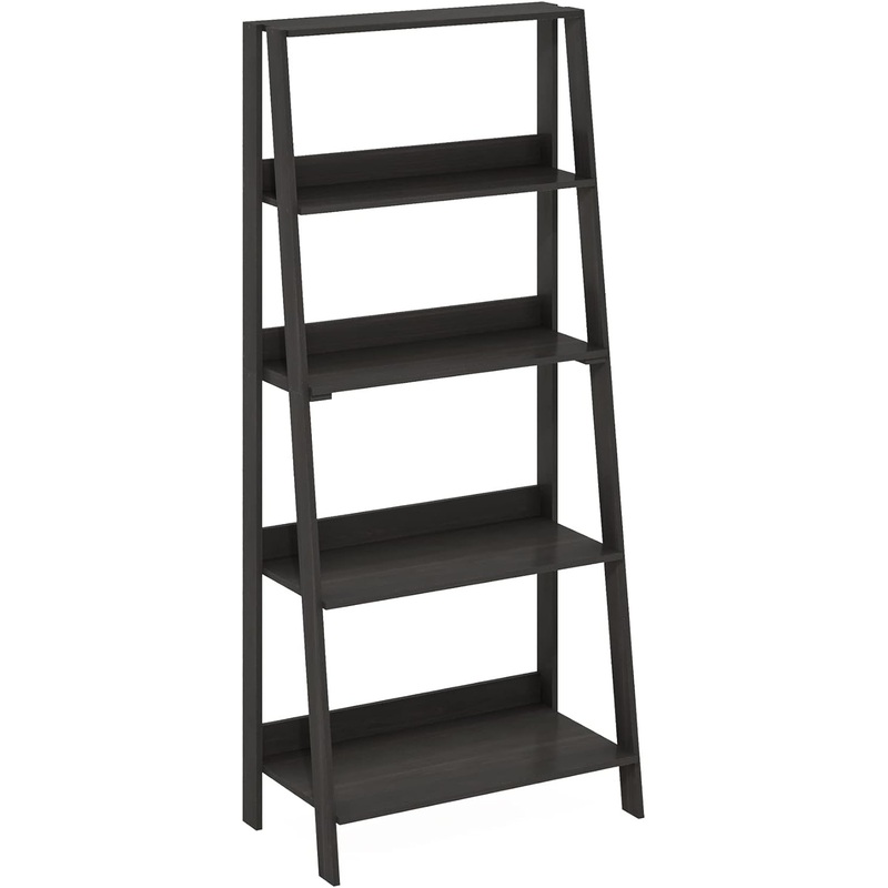 Furinno Ladder Bookcase Display Shelf, 5-Tier, Espresso | Bigbigmart.com
