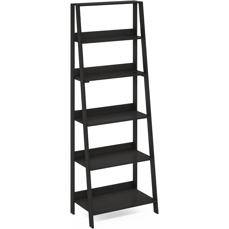 Furinno Ladder Bookcase Display Shelf, 6-Tier, Espresso | Bigbigmart.com