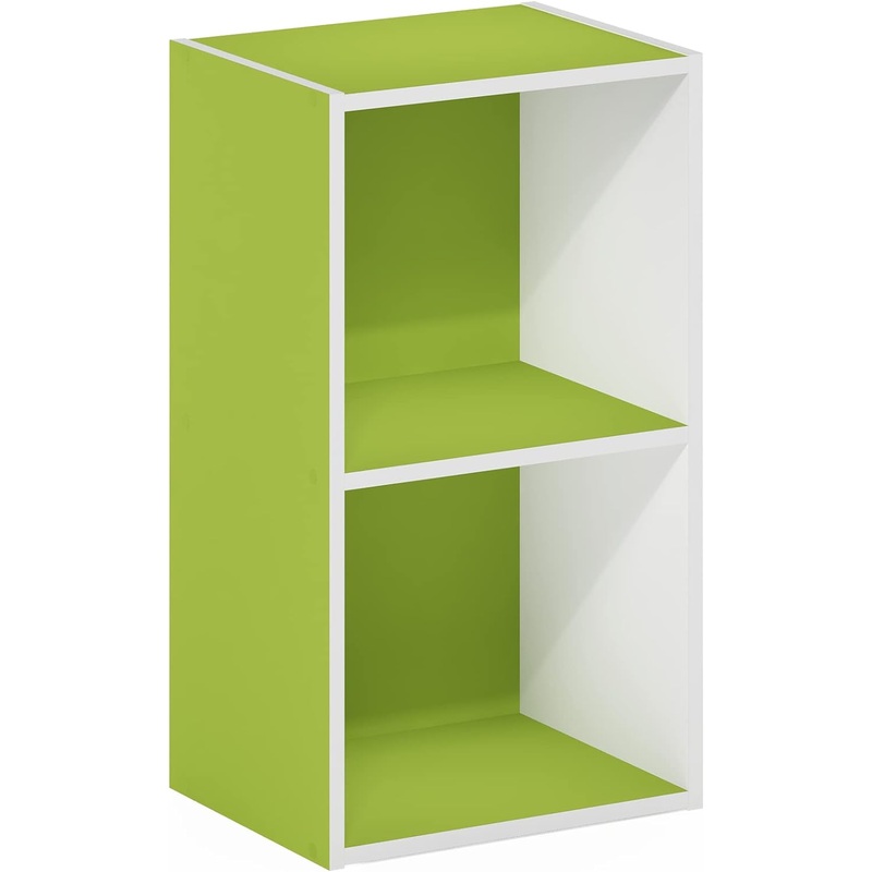 Furinno Luder Bookcase / Book / Storage, 2-Tier Cube, Green/White | Bigbigmart.com