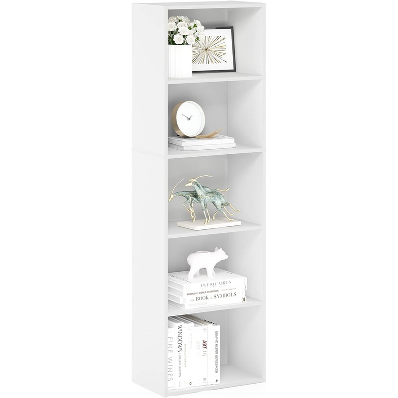 Furinno Luder Bookcase / Book / Storage , 5-Tier, White | Bigbigmart.com