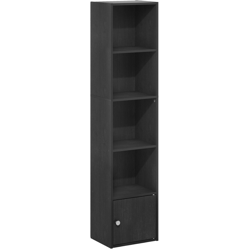 Furinno Luder Shelf Bookcase with 1 Door Storage Cabinet, Blackwood (5-Cube with Cabinet) | Bigbigmart.com