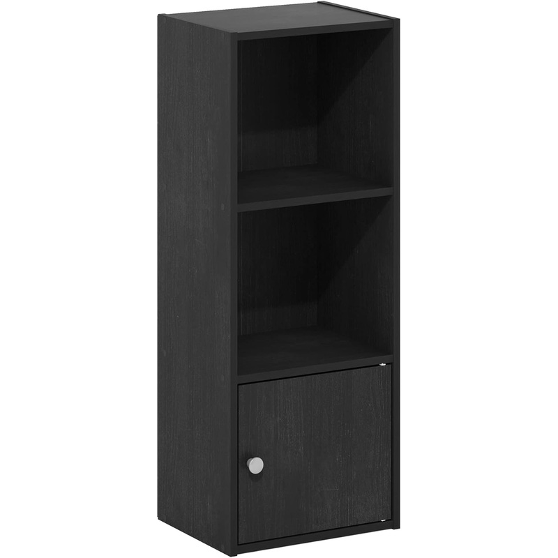 Furinno Luder Shelf Bookcase with 1 Door Storage Cabinet, Blackwood | Bigbigmart.com