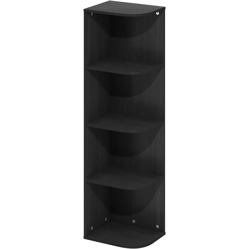 Furinno Pasir 4-Tier Corner Open Shelf Bookcase, Blackwood | Bigbigmart.com