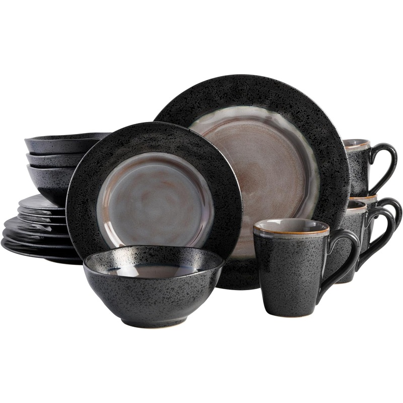 Gibson Dragonstone 16 pc Dinnerware Set Grey Stoneware, Gray | Bigbigmart.com