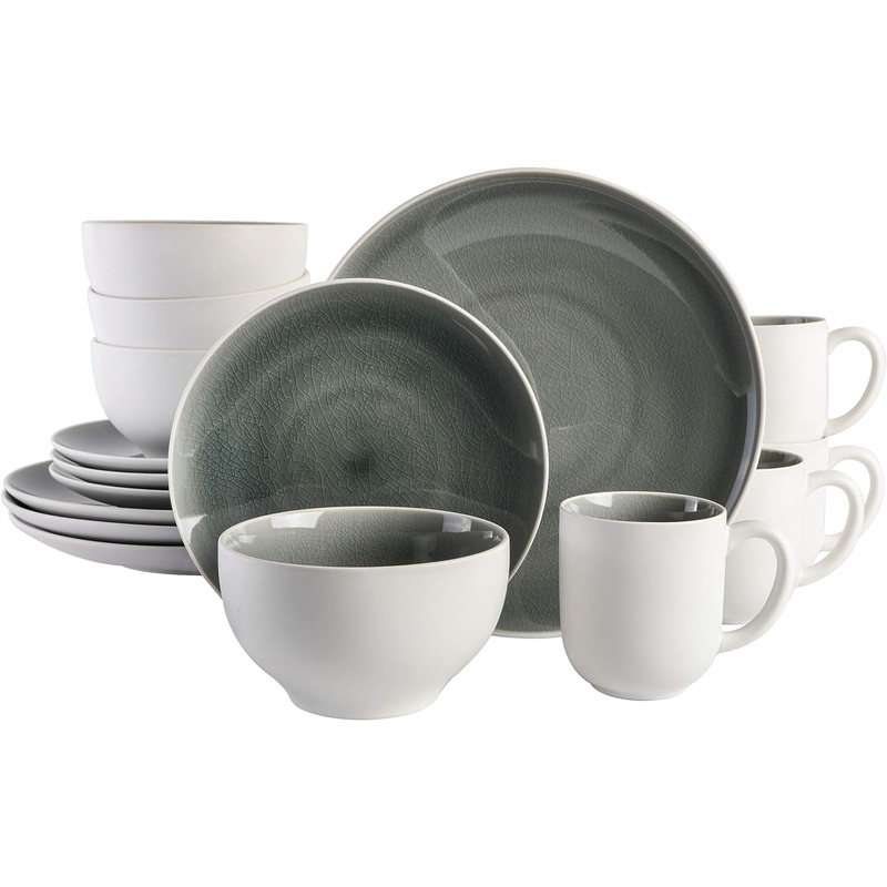 Gibson Elite Serenity 16 Piece Dinnerware Set, Grey | Bigbigmart.com