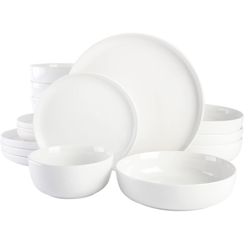 Gibson Home Oslo Porcelain Chip and Scratch Resistant Dinnerware Set, Service for 4 (16pcs), White | Bigbigmart.com
