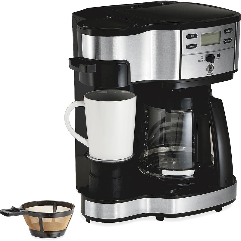 Hamilton Beach 2-Way 12 Cup Programmable Drip Coffee Maker & Single Serve Machine, Glass Carafe, Auto Pause and Pour, Black (49980R) | Bigbigmart.com