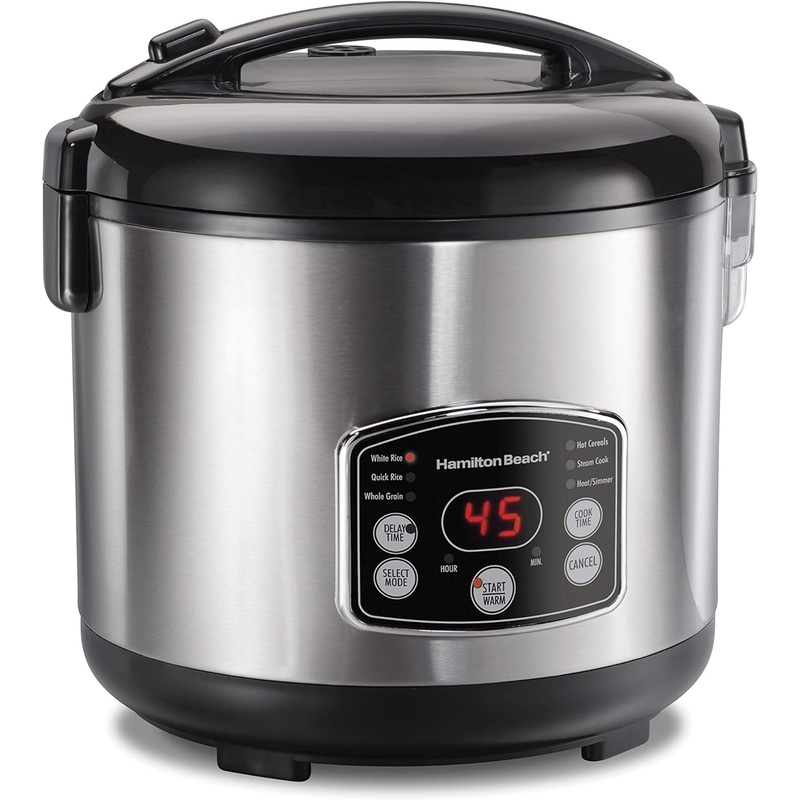 Hamilton Beach Digital Programmable Rice Cooker & Food Steamer, 14 Cups Cooked (7 Uncooked) With Steam & Rinse Basket, Stainless Steel (37548) | Bigbigmart.com