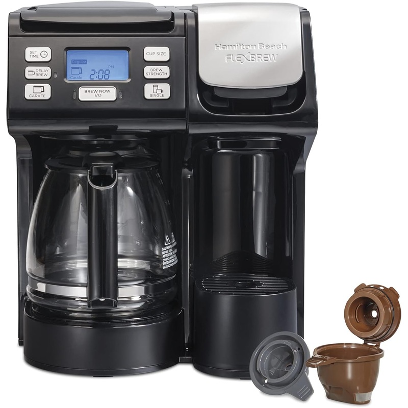 Hamilton Beach FlexBrew Trio 2-Way Coffee Maker, Compatible with K-Cup Pods or Grounds, Combo, Single Serve & Full 12c Pot, Black – Fast Brewing (49902) | Bigbigmart.com