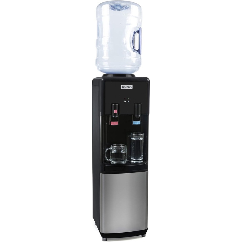Igloo Top Loading Hot and Cold Water Dispenser – Water Cooler for 5 Gallon Bottles and 3 Gallon Bottles – Includes Child Safety Lock – Water Machine Perfect for Home, Office, & More – Black Original | Bigbigmart.com