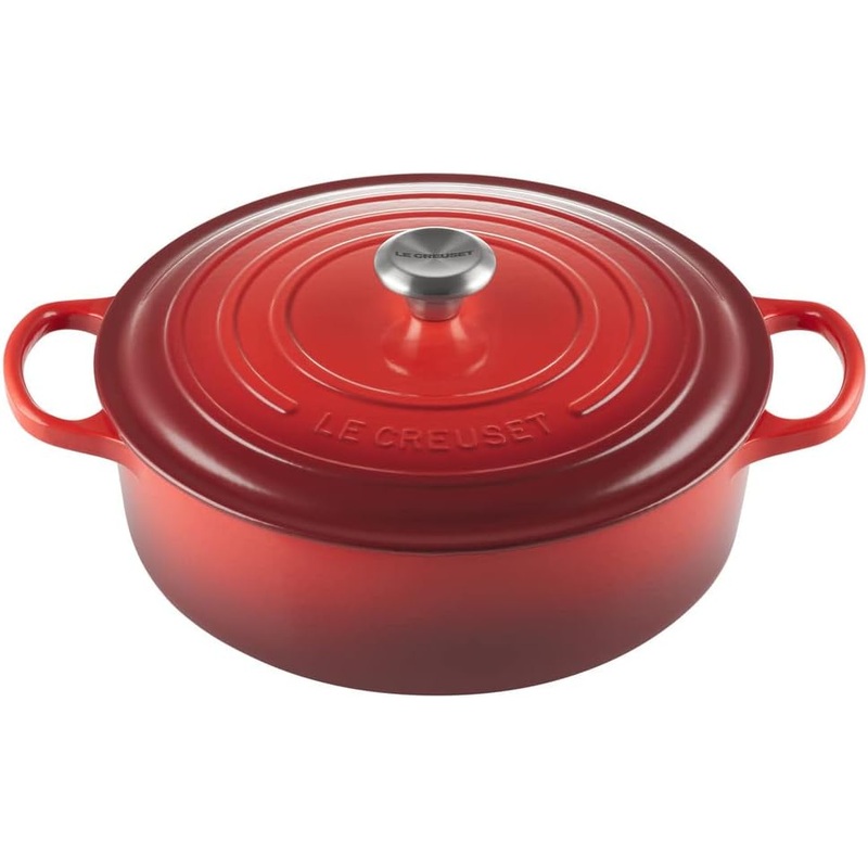 Le Creuset Enameled Cast Iron Signature Round Wide Dutch Oven, 6.75 qt., Cerise | Bigbigmart.com