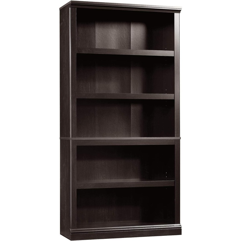 Sauder Miscellaneous Storage 5 Bookcase/Book Shelf, L: 35.28 x W: 13.23 x H: 69.76, Estate Black | Bigbigmart.com