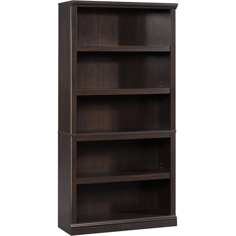Sauder Miscellaneous Storage 5 Bookcase/Book Shelf, L: 35.28 x W: 13.23 x H: 69.76, Jamocha Wood finish | Bigbigmart.com