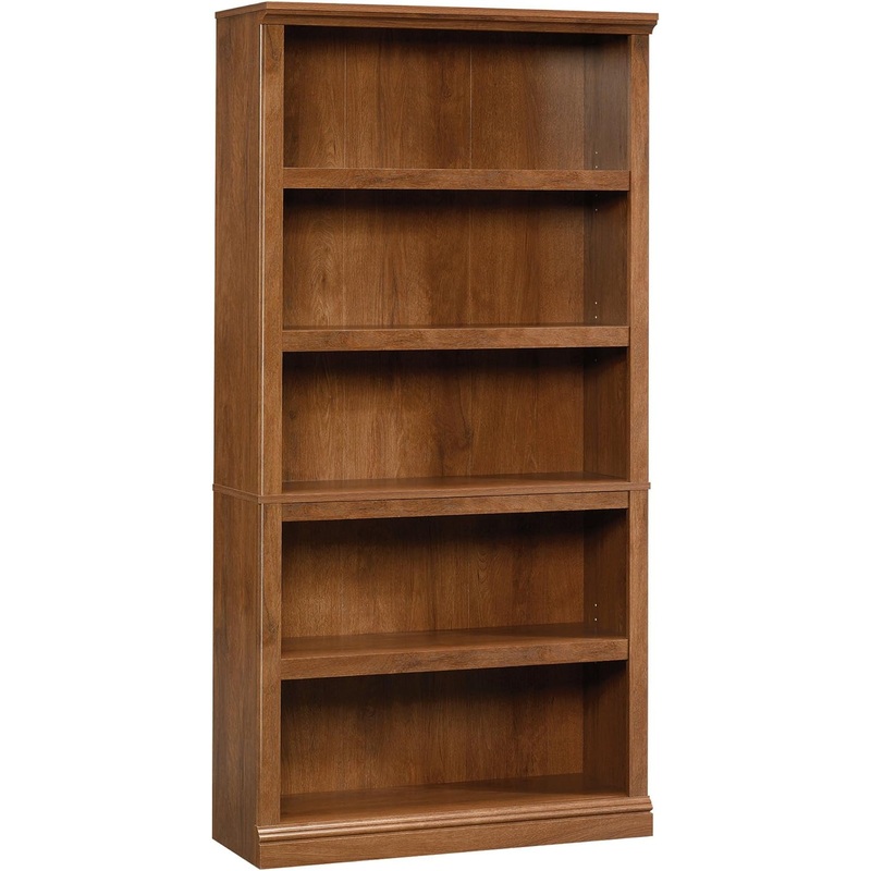Sauder Miscellaneous Storage 5 Split Bookcase/Book Shelf, L: 35.28 x W: 13.23 x H: 69.76, Oiled Oak finish | Bigbigmart.com