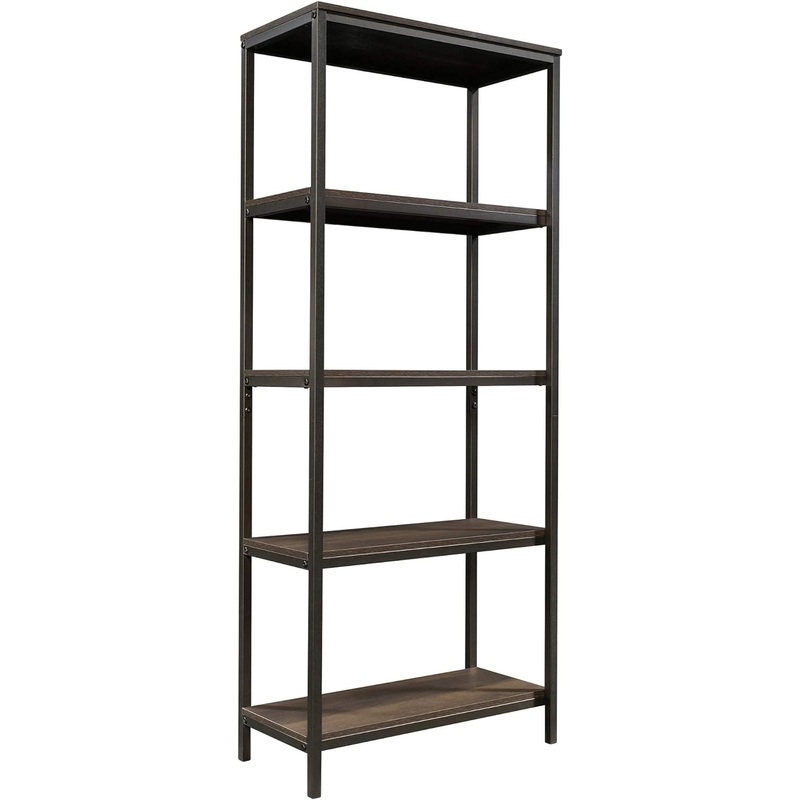 Sauder North Avenue Tall Bookcase/Book Shelf, L: 23.47 x W: 11.58 x H: 56.77, Smoked Oak finish | Bigbigmart.com