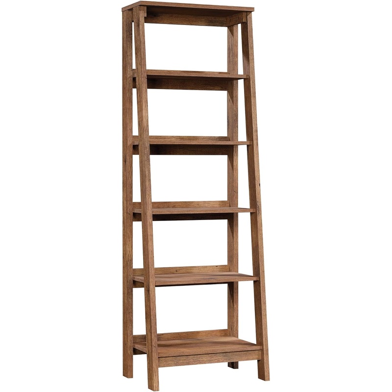 Sauder Trestle 5 Bookcase/Book Shelf, L: 23.54 x W: 16.61 x H: 71.14, Vintage Oak finish | Bigbigmart.com