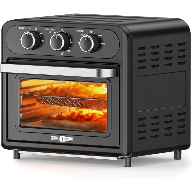 Air Fryer, Paris Rhne 14.8 Quart Toaster Oven, 5-in-1 Convection Oven for 4-Slice Toast, 9-inch Pizza, Knob-Controlled Kitchen Countertop Appliance with 6 Accessories, Dishwasher Safe | Bigbigmart.com