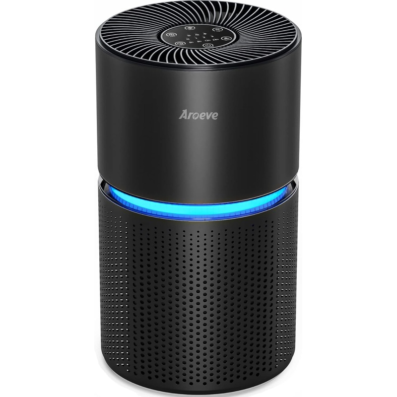 AROEVE Air Purifiers for Home Large Room Up to 1095 Sq Ft Air Cleaner Coverage High-Efficiency HEPA Remove Dust, Pet Dander, Pollen for Office, Bedroom, MK03- Black | Bigbigmart.com