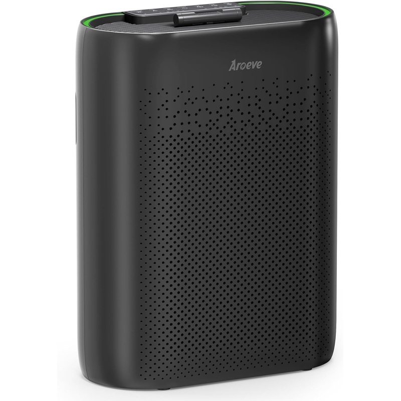 AROEVE Air Purifiers for Home Large Room with Automatic Air Detection Cover 1095 Sq.Ft High-Efficiency HEPA Filter Remove Dust, Pet Dander, Pollen for Home, Bedroom, Dorm Room, MKD05-Black | Bigbigmart.com