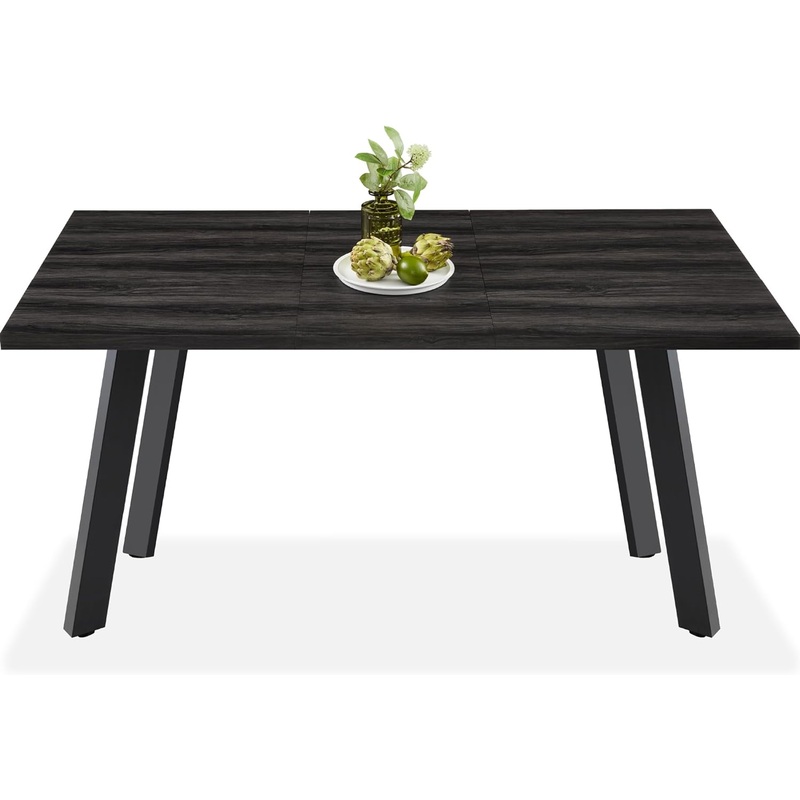 Best Choice Products Extendable Dining Table 47 to 63in Modern Large Expanding Kitchen Table up to 6 People w/Leaf Extension, 2 Locks, 132lb Capacity – Black | Bigbigmart.com