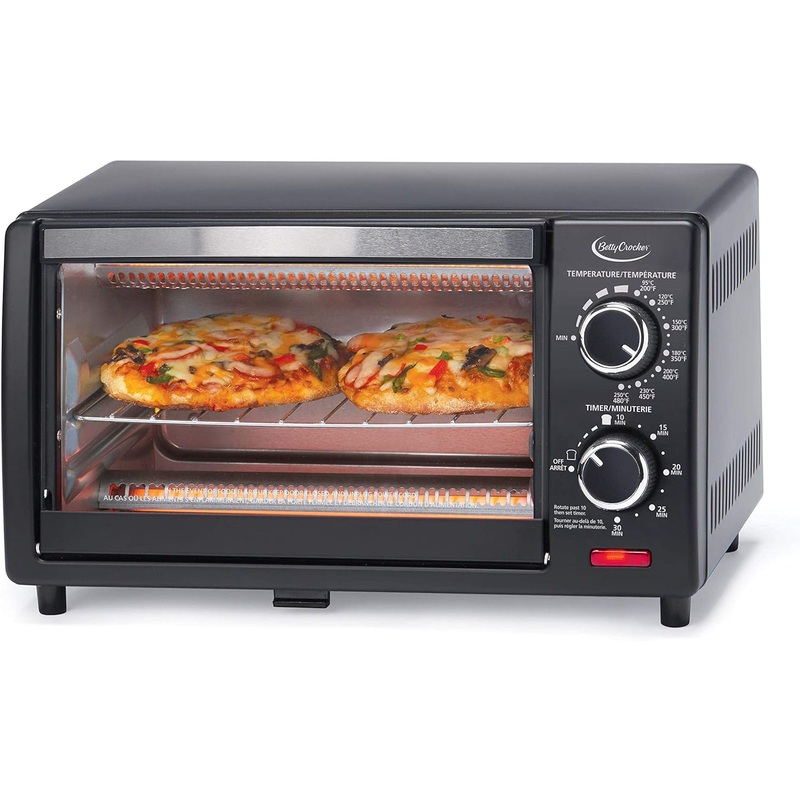 Betty Crocker Compact Toaster Oven, Pizza Oven with Toast & Bake, 2 Slice Toaster with Top & Bottom Heaters, Kitchen Countertop Oven | Bigbigmart.com