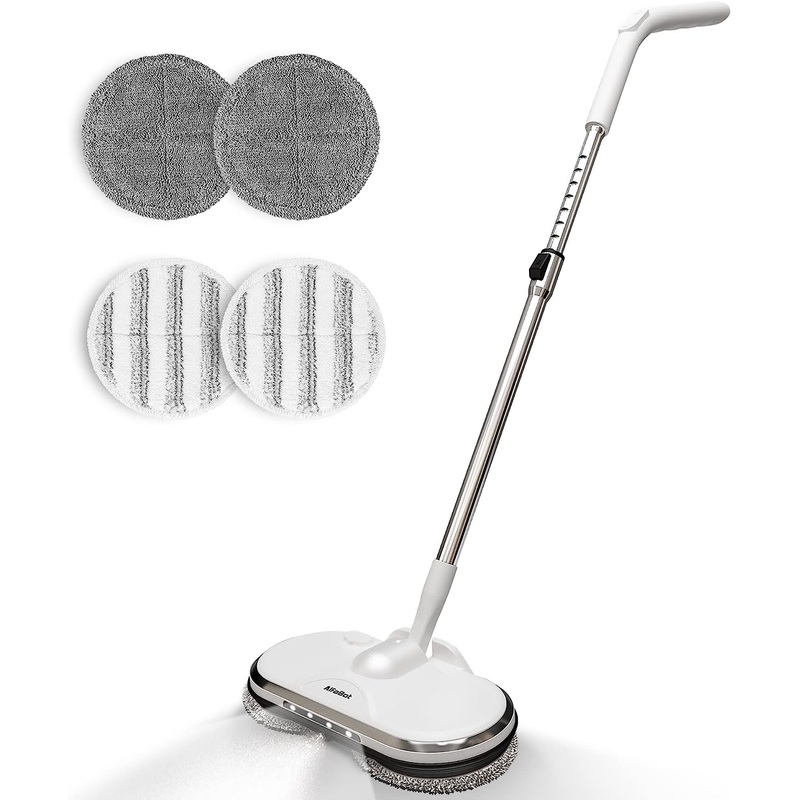Cordless Electric Mop for Floor Cleaning, AlfaBot WS-24 Electric Spin Mop, Electric Mop with Water Sprayer and LED Headlight, Lightweight & Rechargeable Floor Scrubber for Hardwood Tile Floors | Bigbigmart.com