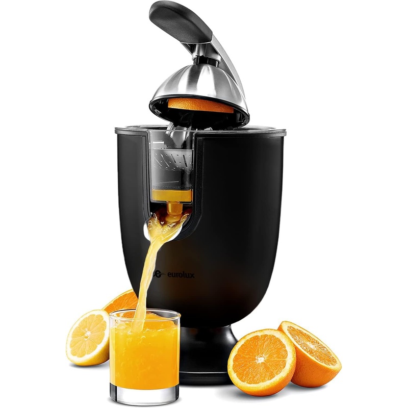 Eurolux Electric orange juicer squeezer | Pro Stainless Steel Citrus Juicer with Soft Grip Handle for Effortless Juicing, Also Fits Lime & Grapefruit Auto Shutoff, Dishwasher-safe Parts, Pulp Control | Bigbigmart.com