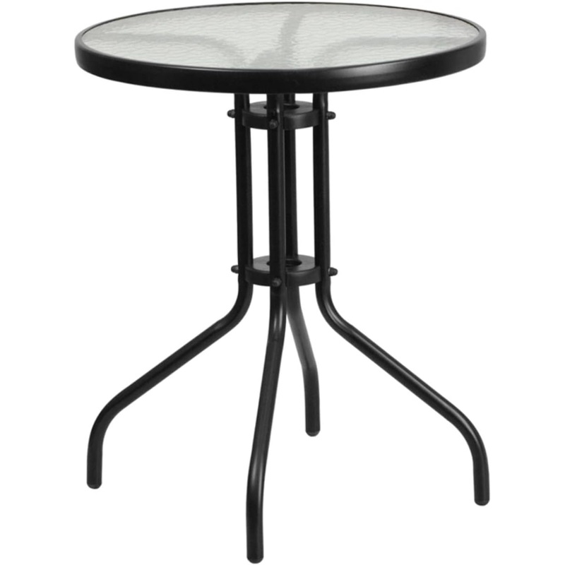 Flash Furniture Bellamy 23.75” Round Tempered Glass Metal Table | Bigbigmart.com