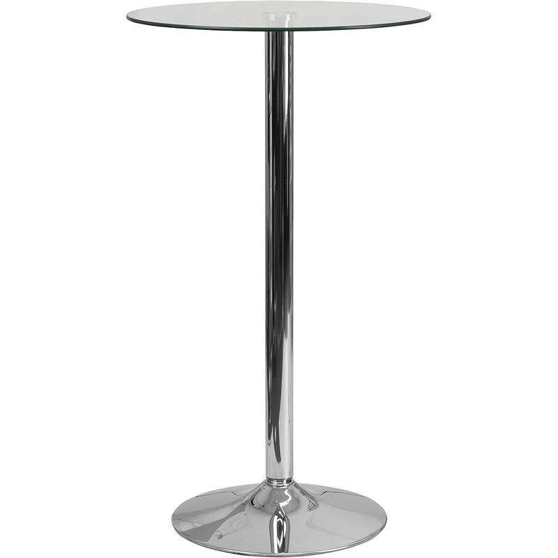 Flash Furniture Kenneth 23.5” Round Glass Table with 35.5”H Chrome Base | Bigbigmart.com