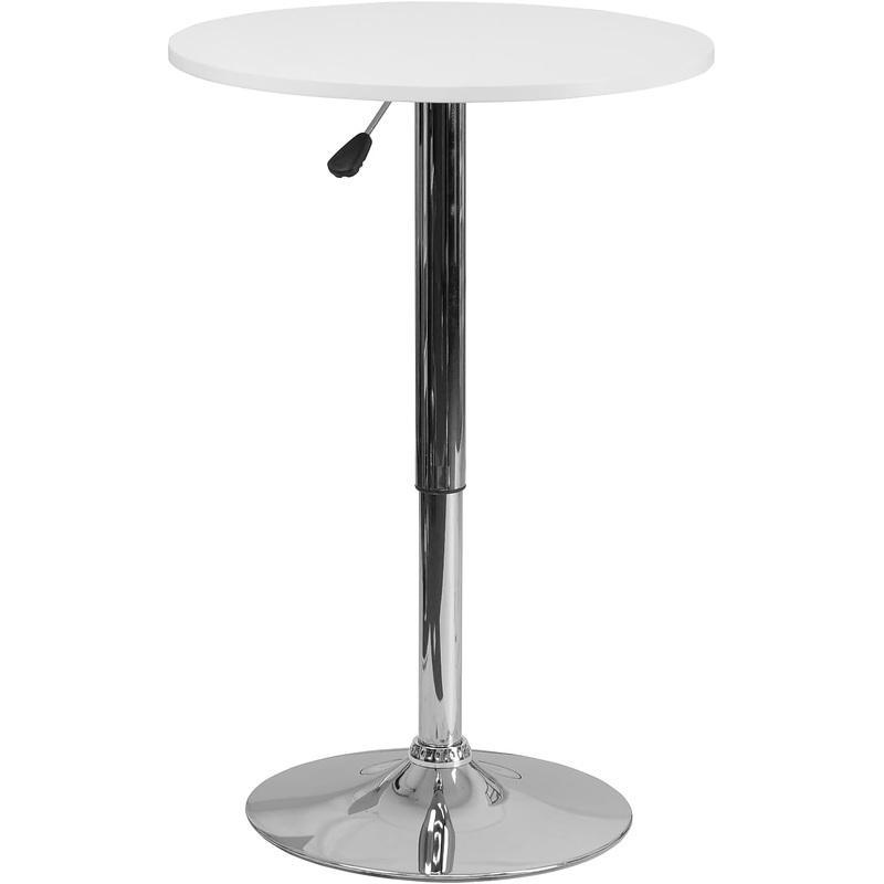 Flash Furniture Pearl 23.75” Round Adjustable Height White Wood Table (Adjustable Range 26.25” – 35.75”) | Bigbigmart.com