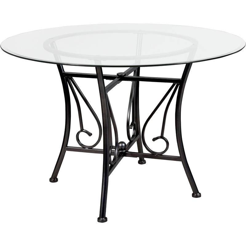 Flash Furniture Princeton 45” Round Glass Dining Table with Black Metal Frame | Bigbigmart.com