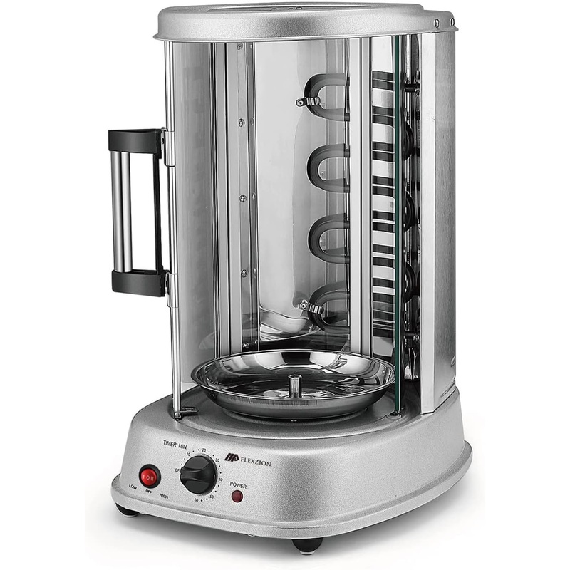 Flexzion Vertical Rotisserie Oven Grill – Countertop Shawarma Machine Kebab Electric Cooker Rotating Oven