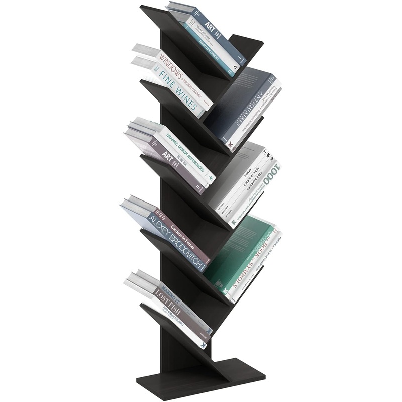Furinno Bookshelf 9-Tier Floor Standing Tree Bookcase, Espresso | Bigbigmart.com