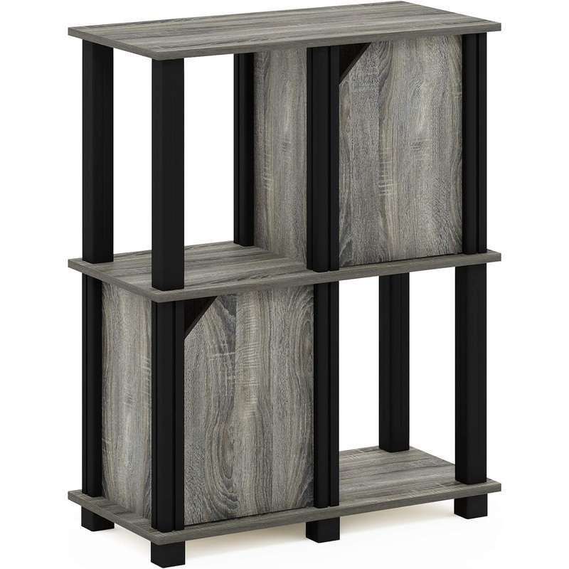 FURINNO Brahms Storage Shelf, 3-Tier, French Oak Grey/Black,19209GYWBK | Bigbigmart.com