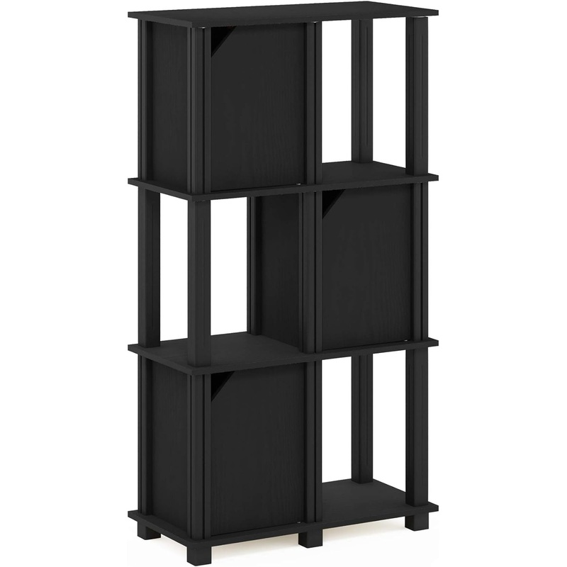 FURINNO Brahms Storage Shelf, 4-Tier, Black Oak/Black | Bigbigmart.com