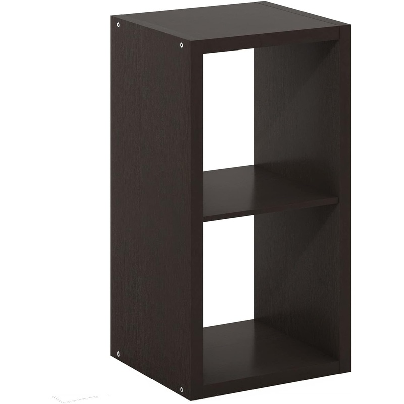 Furinno Cubicle Open Back Decorative Cube Storage Organizer, 2, Dark Oak | Bigbigmart.com