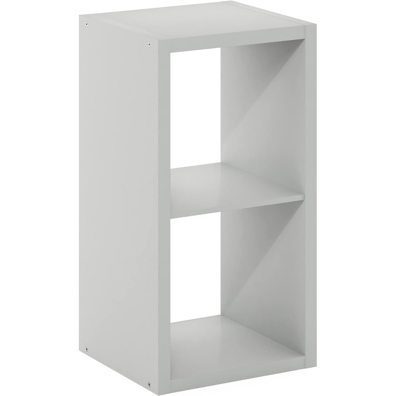 Furinno Cubicle Open Back Decorative Cube Storage Organizer, 2, Light Grey | Bigbigmart.com