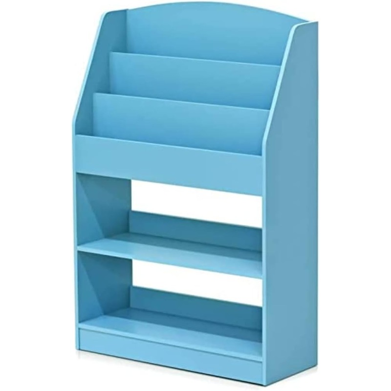 FURINNO Lova Magazine/Bookshelf with Storage, 24.57(W) X 9.45(D) X 37.01(H) inches, Light Blue | Bigbigmart.com